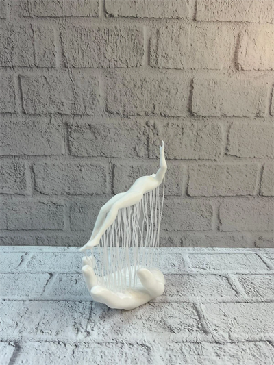 Dekoratif El Üzerinde İnsan Figürü Beyaz Minimal Sanatsal Biblo