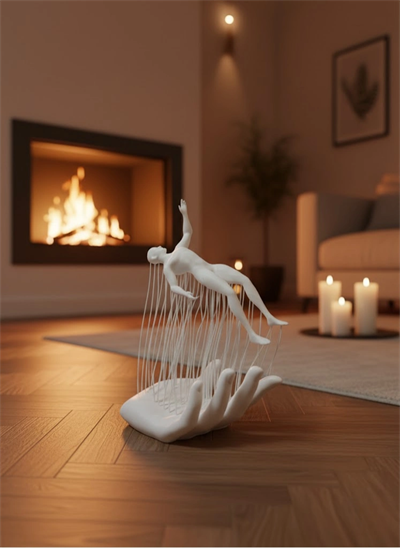 Dekoratif El Üzerinde İnsan Figürü Beyaz Minimal Sanatsal Biblo