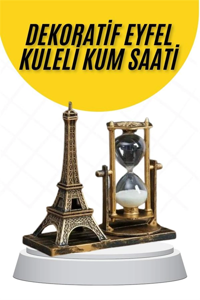 Dekoratif Eyfel Kulesi ve Kum Saati Vintage Tarzı Masa Süsü Biblo