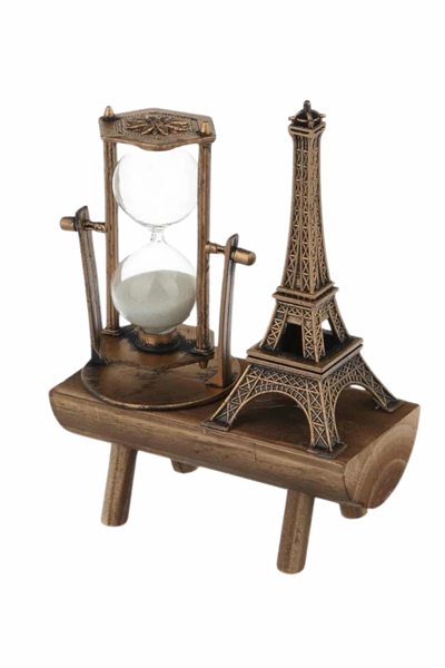 Dekoratif Eyfel Kulesi ve Kum Saati Vintage Tarzı Masa Süsü Biblo
