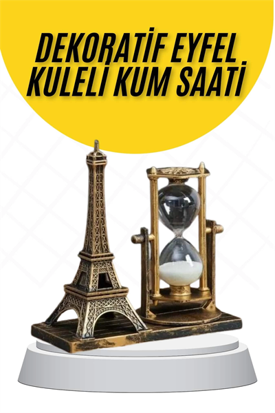 Dekoratif Eyfel Kulesi ve Kum Saati Vintage Tarzı Masa Süsü Biblo