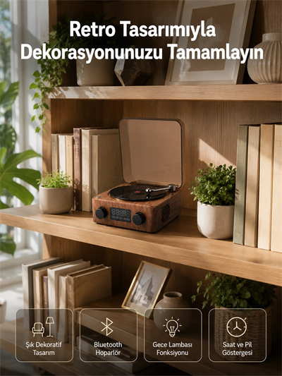 Dekoratif Gece Işıklı Bluetooth Hoparlör – Saatli Tasarım Yeni Nesil