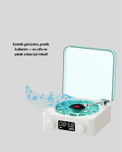 Dekoratif Gece Işıklı Bluetooth Hoparlör – Zaman ve Pil Ekranlı