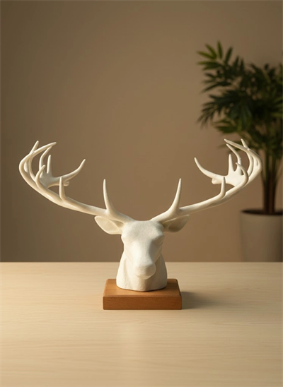 Dekoratif Geyik Başı Heykel 25 cm Modern Minimal Tasarım