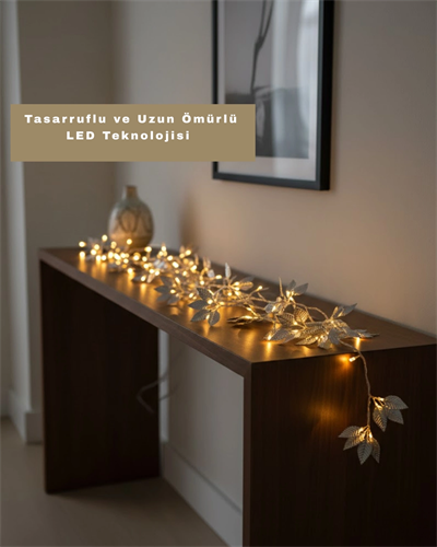 Dekoratif Gümüş Yaprak LED Aydınlatma Pilli Şık Ortam Işığı