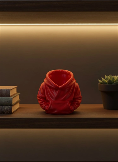 Dekoratif Kırmızı Hoodie Kalemlik 10x10 cm