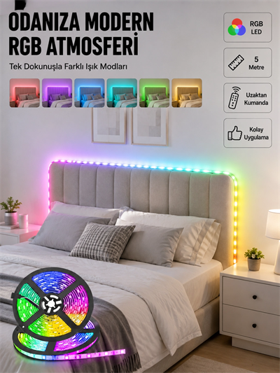 Dekoratif Kumandalı Şerit LED 5 Metre