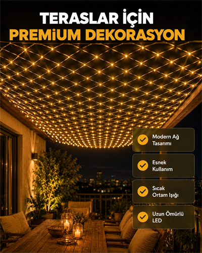 Dekoratif LED File Işık Ağ Tasarımlı Balkon Bahçe ve Oda Aydınlatması