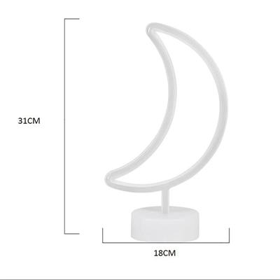 Dekoratif Pilli Ay Tasarımlı 3D Neon Led Masa Ve Gece Lambası (3936)