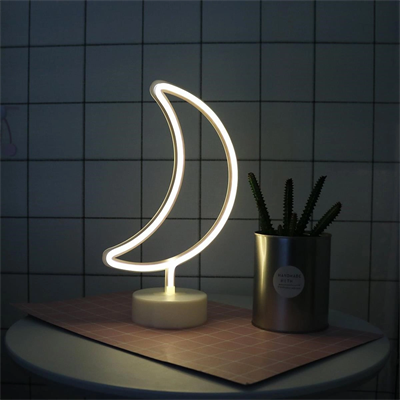 Dekoratif Pilli Ay Tasarımlı 3d Neon Led Masa Ve Gece Lambası Bx40