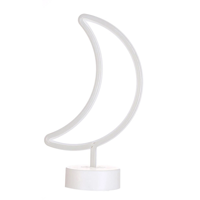 Dekoratif Pilli Ay Tasarımlı 3d Neon Led Masa Ve Gece Lambası Bx40
