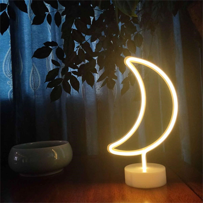 Dekoratif Pilli Ay Tasarımlı 3d Neon Led Masa Ve Gece Lambası Bx40