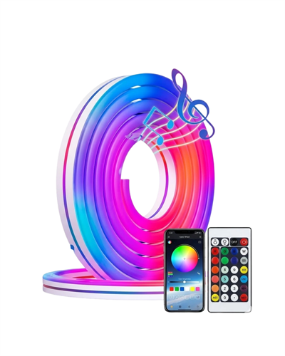 Dekoratif RGB LED Şerit Neon Işık 3 Metre Su Geçirmez Uzaktan Kumandalı Ortam Aydınlatması