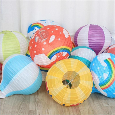 Dekoratif Renkli Kağıt Dilek Feneri Balonu Renkli Uçan Balon Bx40