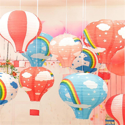Dekoratif Renkli Kağıt Dilek Feneri Balonu Renkli Uçan Balon Bx40