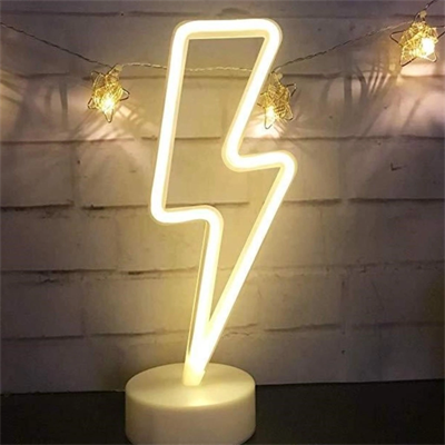 Dekoratif Şimşek Şeklinde Pilli Neon Led Lamba Süs Masa Lambası Bx40
