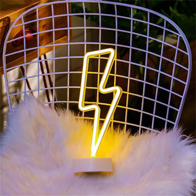 Dekoratif Şimşek Şeklinde Pilli Neon Led Lamba Süs Masa Lambası Bx40