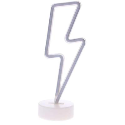 Dekoratif Şimşek Şeklinde Pilli Neon Led Lamba Süs Masa Lambası (3936)