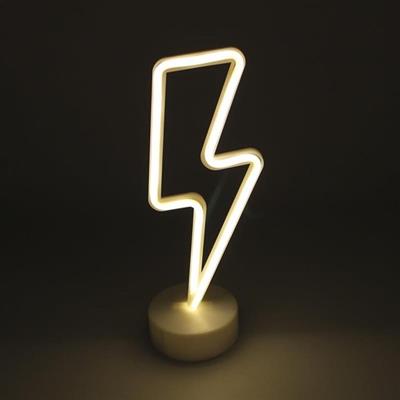 Dekoratif Şimşek Şeklinde Pilli Neon Led Lamba Süs Masa Lambası (3936)