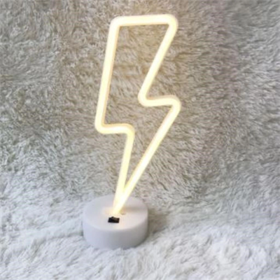 Dekoratif Şimşek Şeklinde Pilli Neon Led Lamba Süs Masa Lambası
