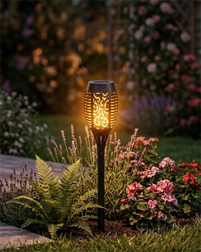 Dekoratif Solar Bahçe Meşalesi Alev Efektli LED Otomatik Sensörlü Dış Mekan Aydınlatma