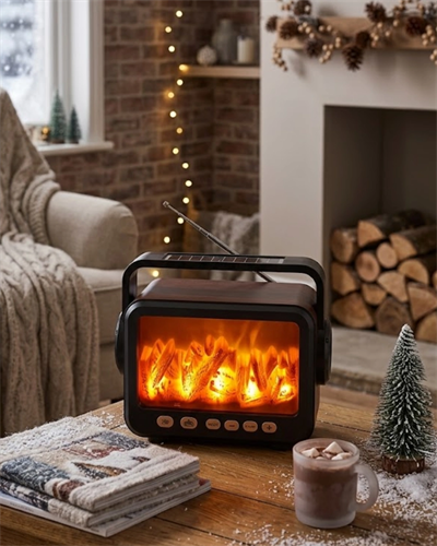 Dekoratif Şömine Görünümlü Bluetooth Hoparlör Radyo USB TF Destekli