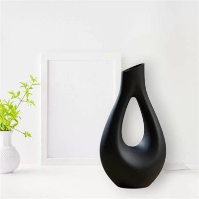 Dekorati̇f Vazo Tasarım – Salon Dekoru 20 Cm Siyah