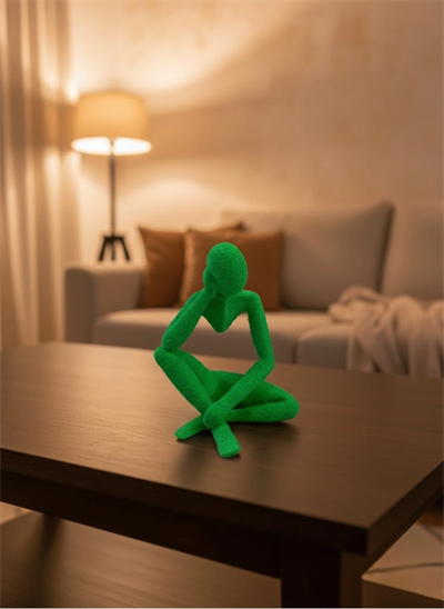 Dekoratif Yeşil İnsan Figürü Modern Masa ve Raf Süsü