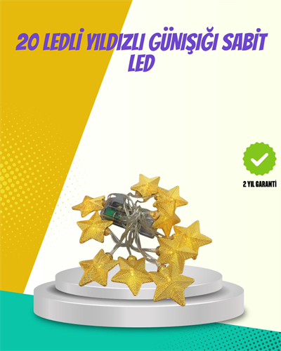 Dekoratif Yıldız Led Aydınlatma 20 Ledli 5 Metre Günışığı