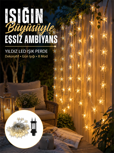 Dekoratif Yıldız Led Aydınlatma 20 Ledli 5 Metre Günışığı Yeni Nesil