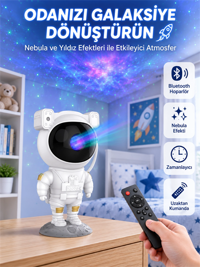 Dekoratif ve Fonksiyonel Astronot Projeksiyon Aydınlatma