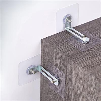 Deprem İçin Ultra Dayanıklı Çivisiz Duvarı Delmeden Ayarlanabilir Eşya Sabitleyici Aparat (3936)