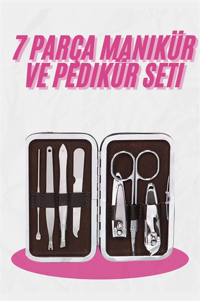 Deri Çanta Hediyeli 7 Parça Manikür-Pedikür Tırnak Bakım Seti