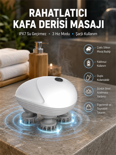 Derin Masaj Sağlayan Elektrikli Kafa Masaj Aleti