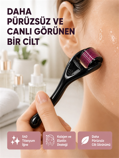 Dermaroller Titanyum 540 İğneli 1 mm Cilt Yenileme ve Anti Aging Etkisi