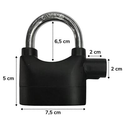 Desibel Siyah Alarmlı Çok Fonksiyonlu Ekstra Güvenlikli Kare Asma Dolap Kilidi (3936)