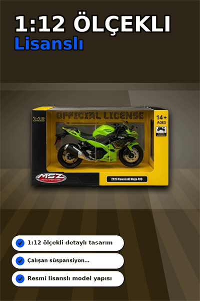 Detaylı 1/12 2023 Kawasaki Ninja 400 Motosiklet - Koleksiyonluk Tekli Paket BX-313415