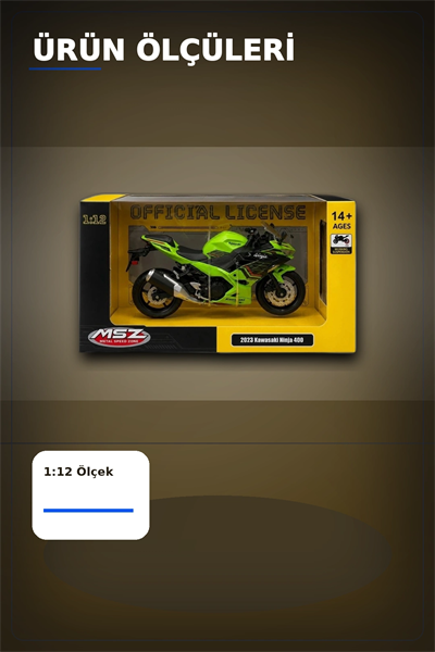Detaylı 1/12 2023 Kawasaki Ninja 400 Motosiklet - Koleksiyonluk Tekli Paket BX-313415