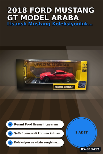 Detayli 1/32 Olcek 2018 Ford Mustang GT Kirmizi Kasik Model Araba Vitrin Icin 1 Adet BX-313412