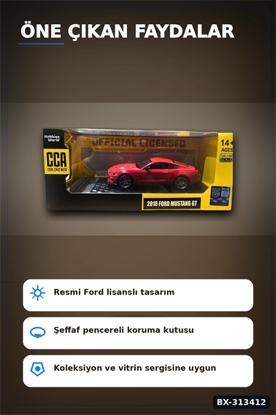 Detayli 1/32 Olcek 2018 Ford Mustang GT Kirmizi Kasik Model Araba Vitrin Icin 1 Adet BX-313412
