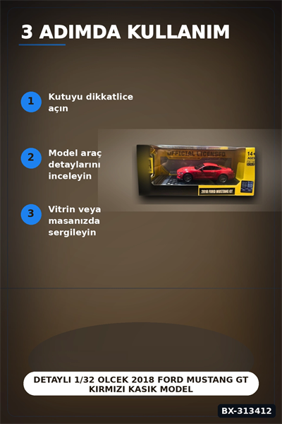 Detayli 1/32 Olcek 2018 Ford Mustang GT Kirmizi Kasik Model Araba Vitrin Icin 1 Adet BX-313412