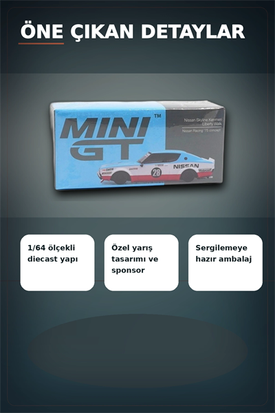 Detaylı 1/64 Diecast Nissan Skyline Kenmeri Liberty Walk Yarış Arabası Modeli BX-313382