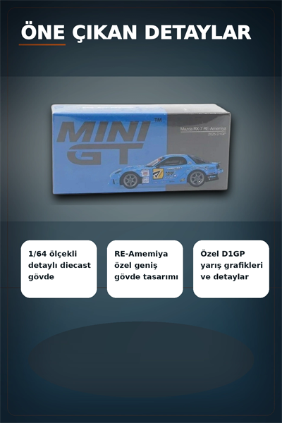 Detaylı 1/64 Ölçek Mazda RX-7 RE-Amemiya D1GP Model Araba - Koleksiyonluk Diecast Oyuncak BX-313378