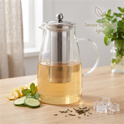 Detoks Sürahisi - 1500 ml - Paslanmaz Çelik Filtre - Cam