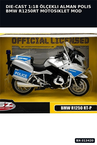 Die-Cast 1:18 Ölçekli Alman Polis BMW R1250RT Motosiklet Modeli 1 Adet BX-313420
