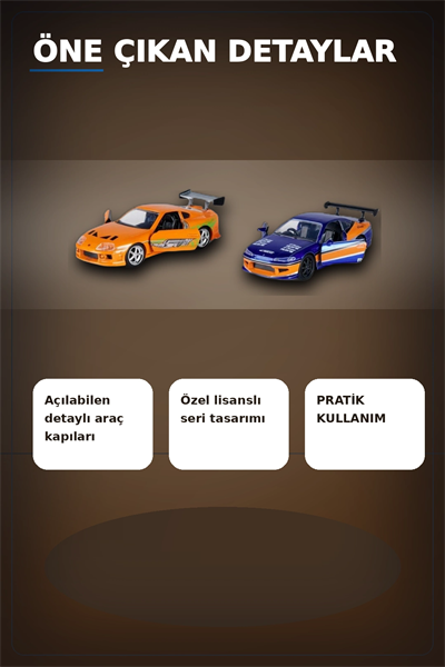 Die-Cast Metal 1:32 13 cm 2001 Nissan Silvia S15 ve Toyota Supra Araba Seti BX-313394