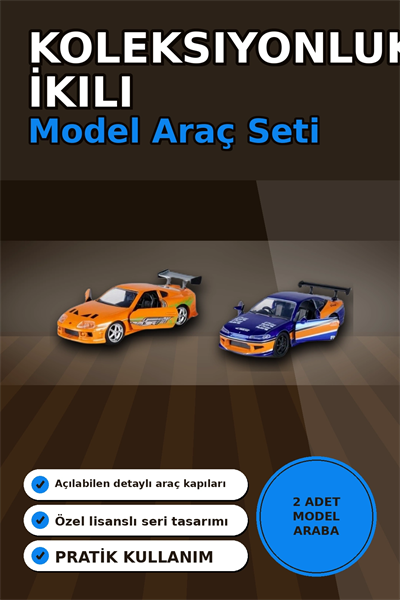 Die-Cast Metal 1:32 13 cm 2001 Nissan Silvia S15 ve Toyota Supra Araba Seti BX-313394