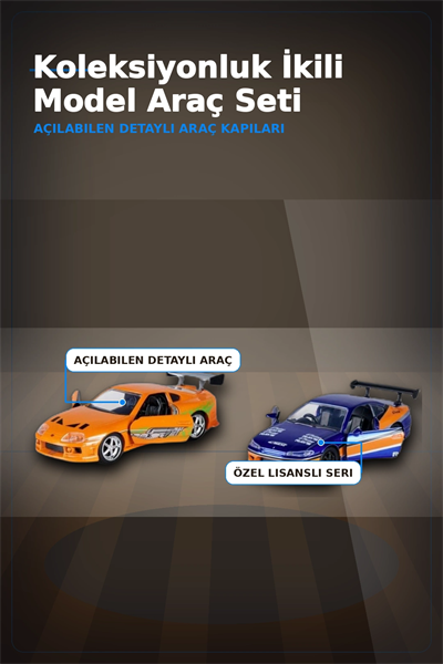 Die-Cast Metal 1:32 13 cm 2001 Nissan Silvia S15 ve Toyota Supra Araba Seti BX-313394