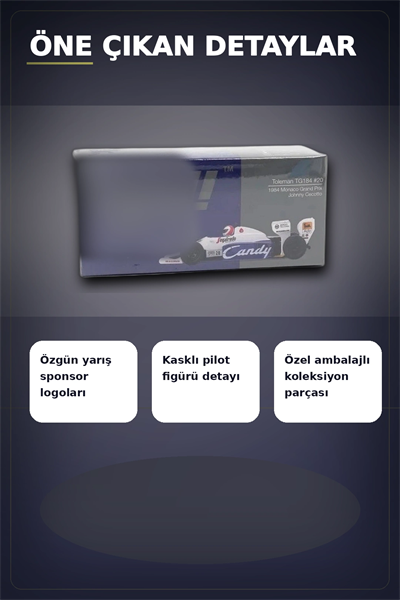 Diecast 1/64 Formula 1 Aracı Toleman TG184 Johnny Cecotto Monako 1984 Yarış Modeli Tekli BX-313384
