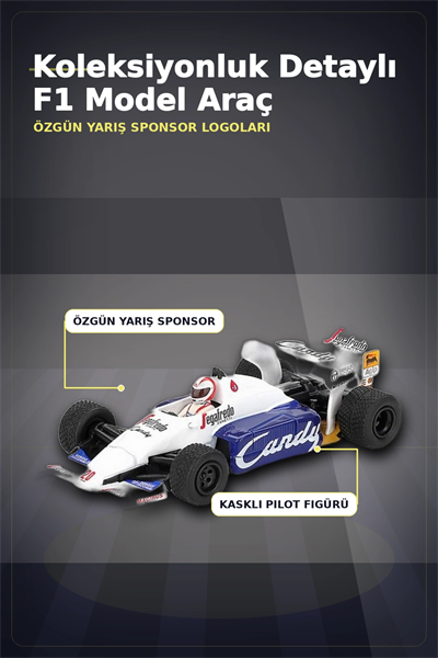 Diecast 1/64 Formula 1 Aracı Toleman TG184 Johnny Cecotto Monako 1984 Yarış Modeli Tekli BX-313384